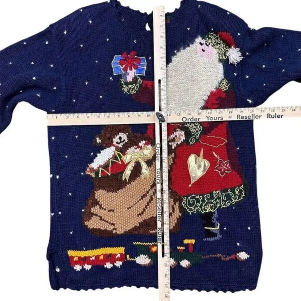 Croft & Barrow Women's M Vintage‎ Christmas Sweater Santa Knit Pullover - Picture 3 of 7